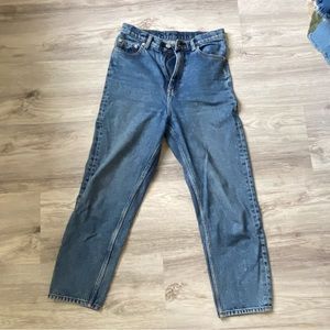 Arket size 25 inch waist high rise ankle jeans plain medium blue